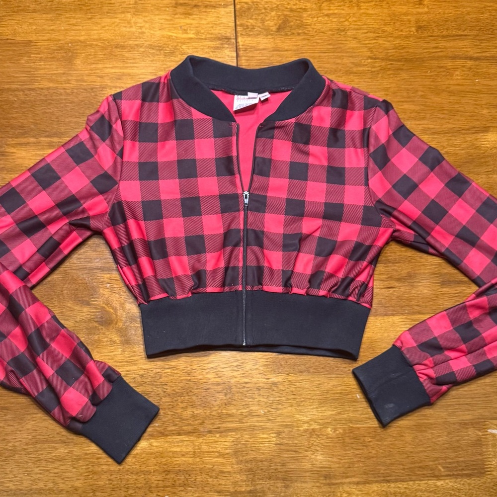Plaid Red and Black Women's Jacket